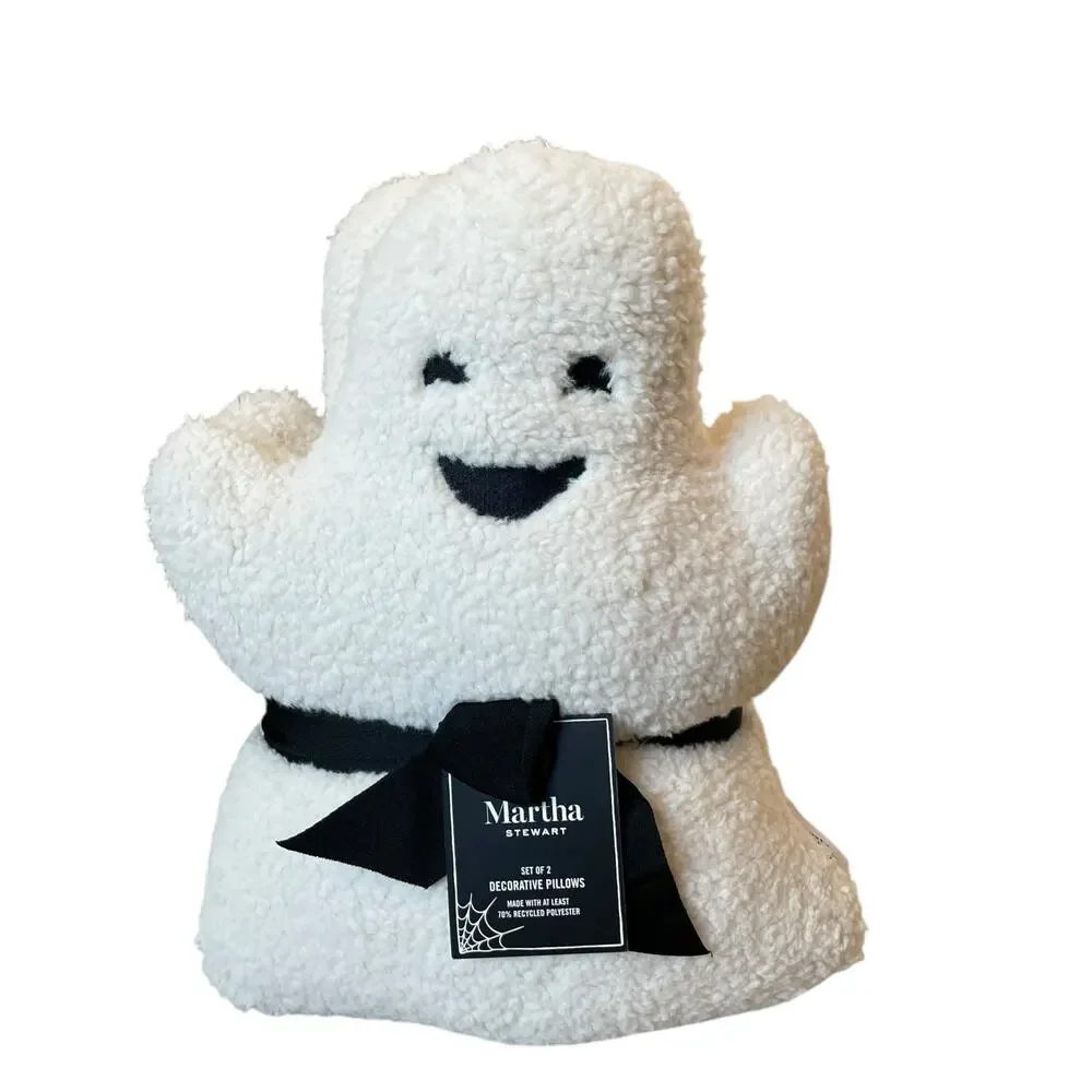 Martha Stewart 16” Plush Ghost Pillows Sherpa Boy Girl Halloween 2 Pack NEW
